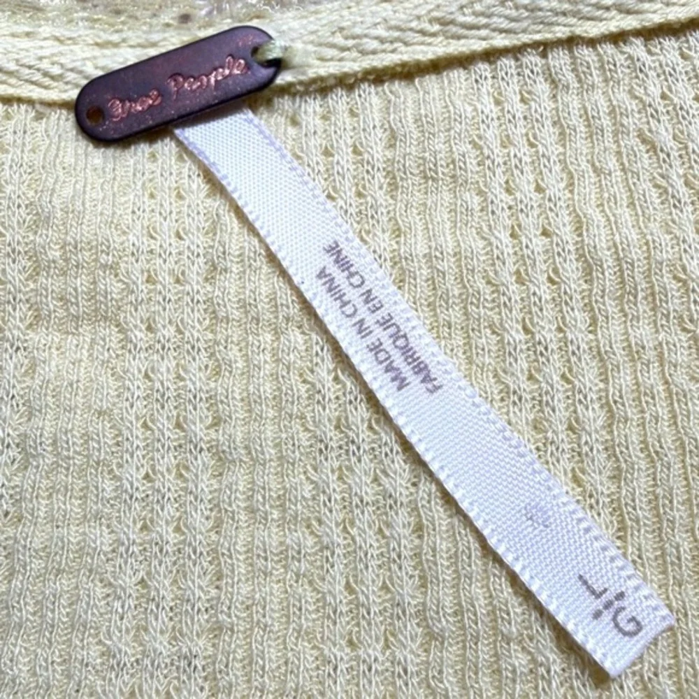 Free People‎ Large Thermal Lace Coquette Cottagecore Yellow Romantic Victorian